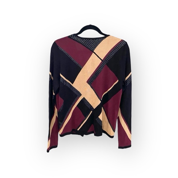 Y2K Vibes: Ellen Tracy ❁ Sequin Trim Silk Knit Print Cardigan Sweater ❁ Medium - Picture 12 of 16